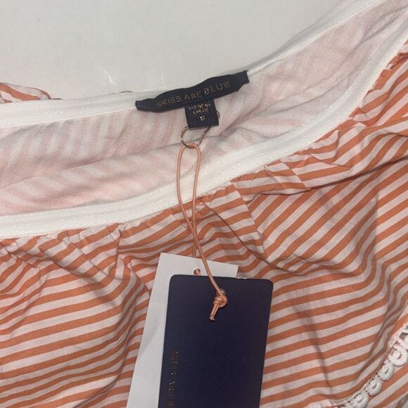 Skies Are Blue Orange/White One-Shoulder Striped Tie Dress Sz S NWT - Picture 8 of 9